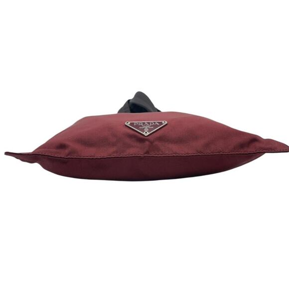 Prada Vela Flat Messenger Bag Triangle Logo Bordeaux Red Nylon Plate - Picture 6 of 14